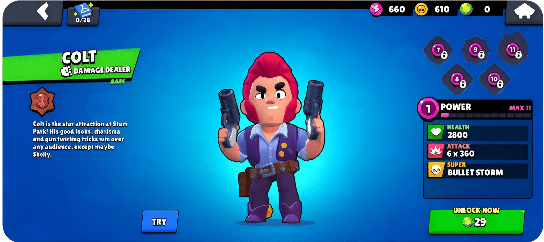 Colt Brawl Stars best gears Reload Speed Shield